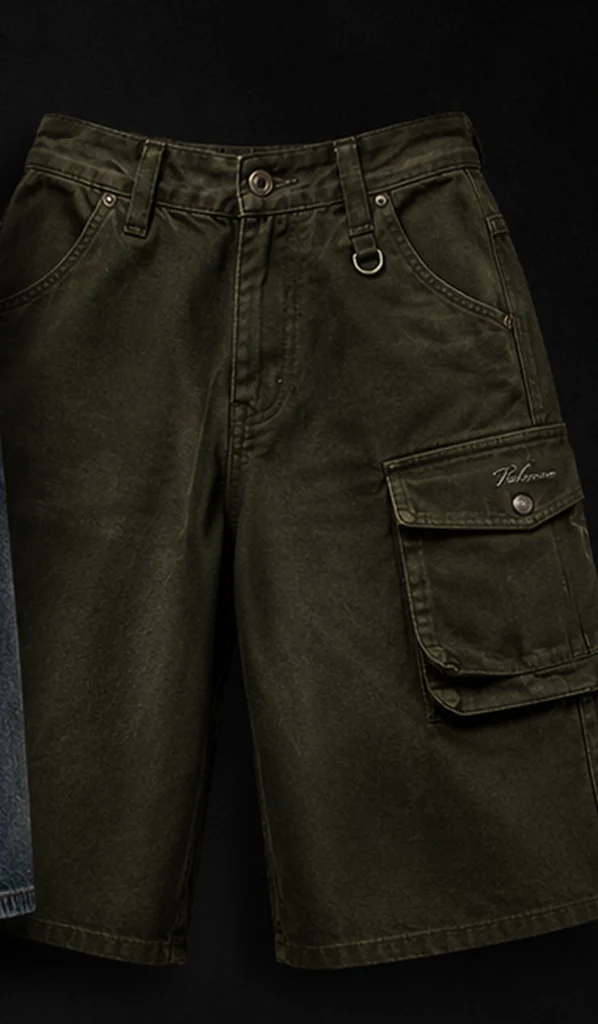 VALMANO Dark Olive Utility Bermuda